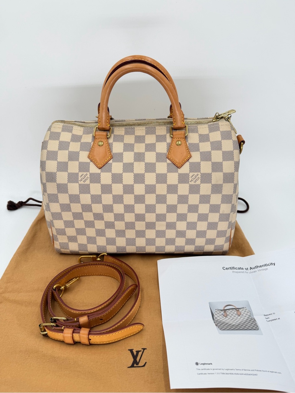 💙Louis Vuitton Damier Azur Speedy 30 Bandolier Excellent Condition